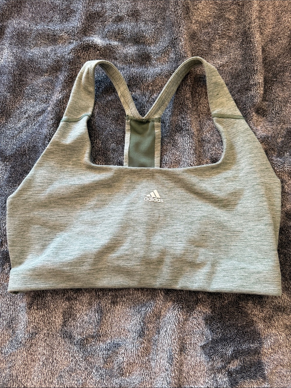 adidas Olive Green Racerback Sports Bra with Subtle Logo